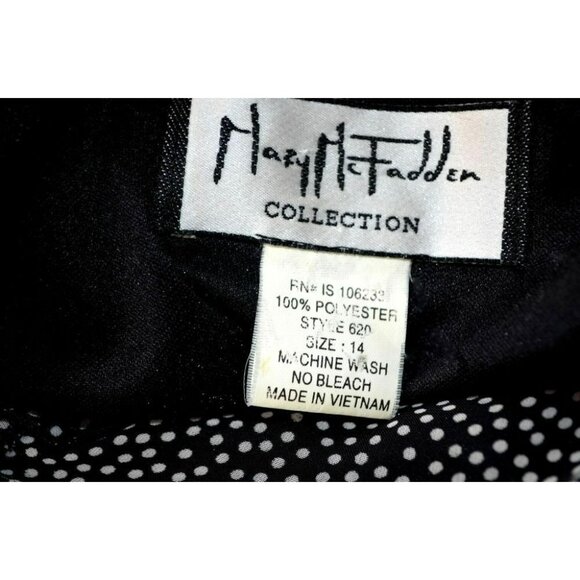 Mary McFadden Collection Mini Dot Ruffled Black & White Slip Dress BoHo Sz 14 - Picture 6 of 7